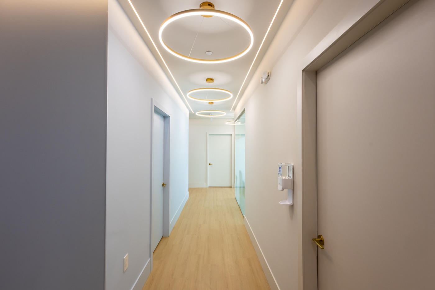 MedLux Medical clinic hallway with ring lighting