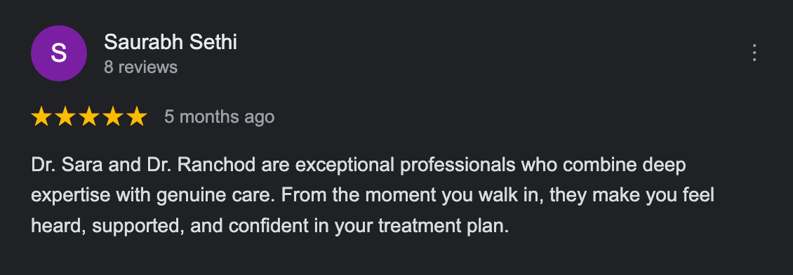 Google review from Saurabh Sethi